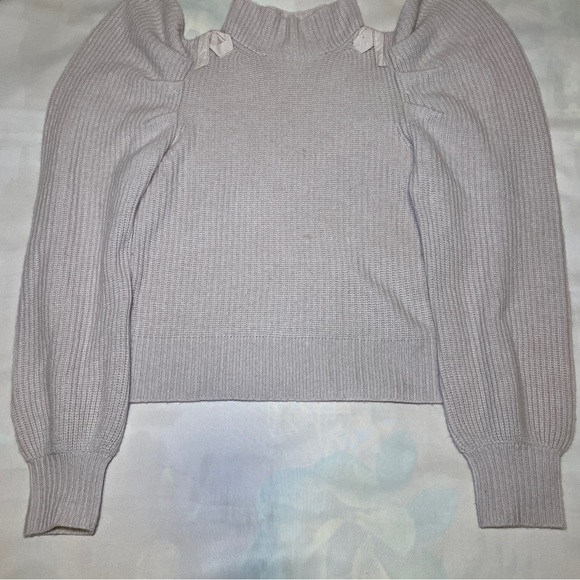 LoveShackFancy- Beige Potter Sweater Size S Cashmere Puff Sleeve Fall Fashion - Picture 6 of 11
